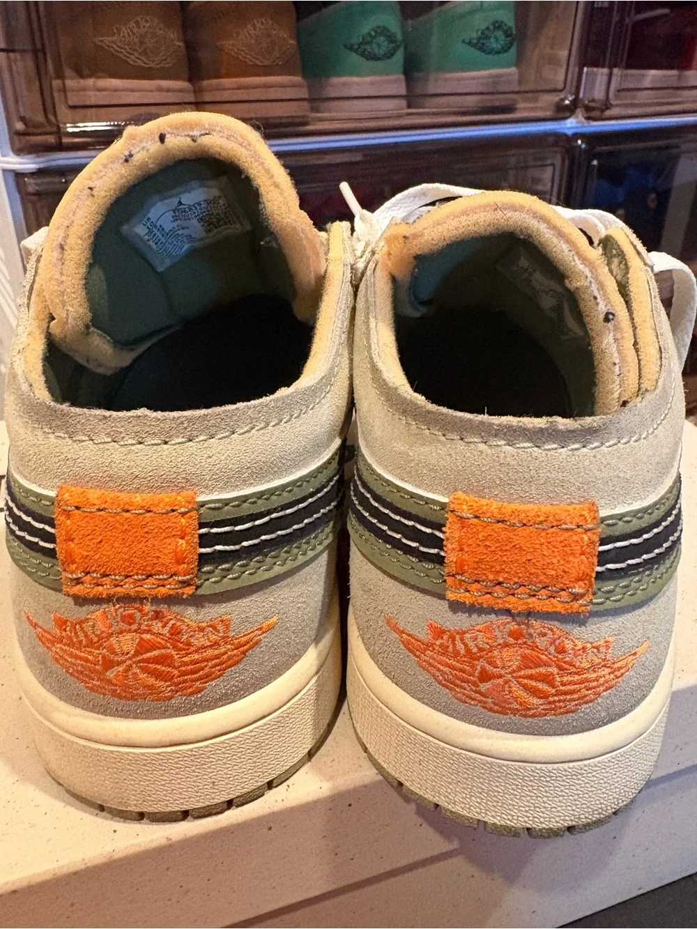 Men’s Jordan 1s Low Sage Green, Orange, Black